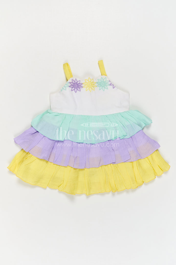 The Nesavu Baby Cotton Frocks Baby Girl Frock for Daily Wear and Play Nesavu Nesavu Baby Girl Cotton Frock For Daily Wear With Thread Embroidery Sleeveless Layered Design
