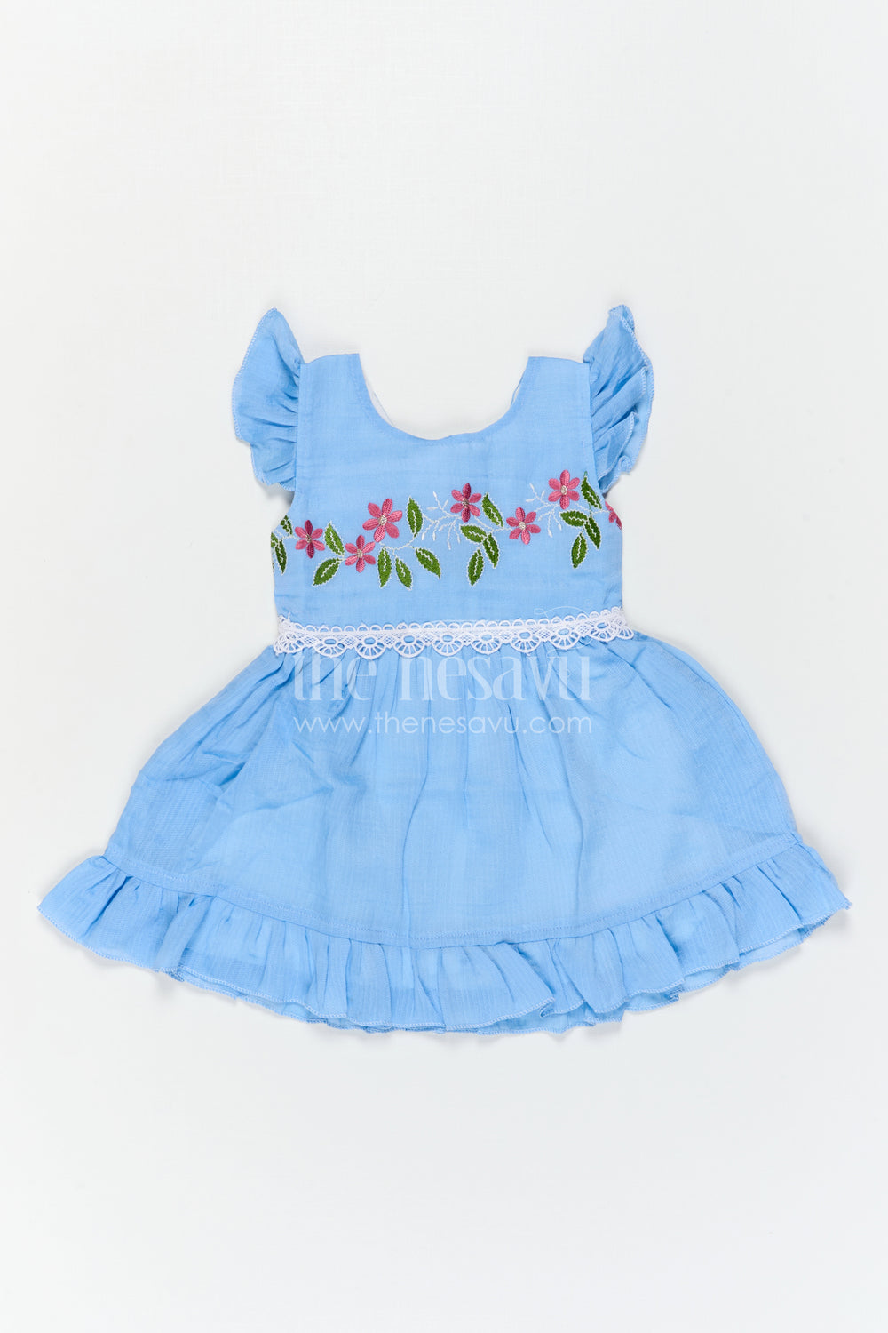 The Nesavu Baby Cotton Frocks Baby Girl Frock for Daily Wear and Playtime Comfort Nesavu Nesavu Baby Girl Cotton Frock For Daily Wear And Playtime With Floral Embroidery And Soft Frill Design