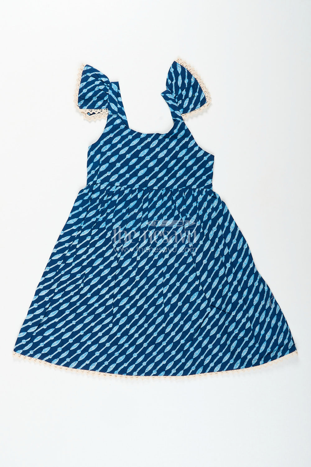 The Nesavu Baby girl frock for daily wear and summer playtime Nesavu 16 (1Y) / Blue GFC1969A-16 Nesavu baby girl cotton frock traditional block print  comfy outfit summer play outings