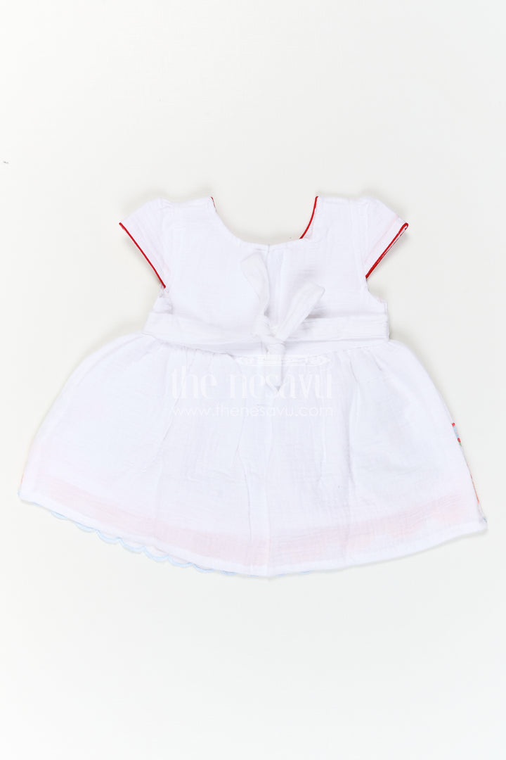 The Nesavu Baby Cotton Frocks Baby Girl Frock for Festive Gatherings and Milestone Celebrations Nesavu Nesavu Baby Girl Muslin Cotton Frock With Floral Embroidery For Festive Celebrations And Photos