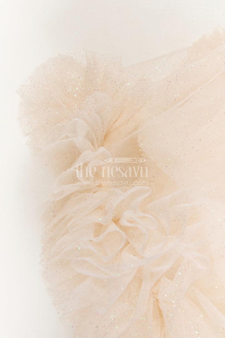 The Nesavu Girls Fancy Party Frock Baby Girl Frock for First Birthday and Photoshoot Moments Nesavu Nesavu Baby Girl Net Party Frock For First Birthday And Photoshoot With Shimmer Yoke And Layered Flare