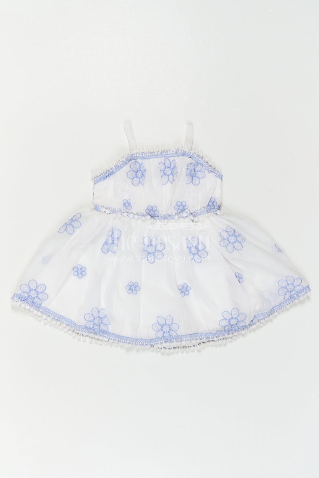 The Nesavu Baby Cotton Frocks Baby Girl Frock for Naming Ceremony and Casual Outings Nesavu Nesavu Baby Girl Cotton Frock For Naming Ceremony With Thread Embroidery And Soft Flared Design