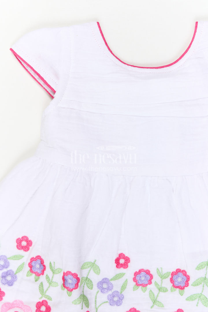 The Nesavu Baby Cotton Frocks Baby Girl Frock for Naming Ceremony and Family Photo Moments Nesavu Nesavu Baby Girl Muslin Cotton Frock With Floral Embroidery For Naming Ceremonies And Photos