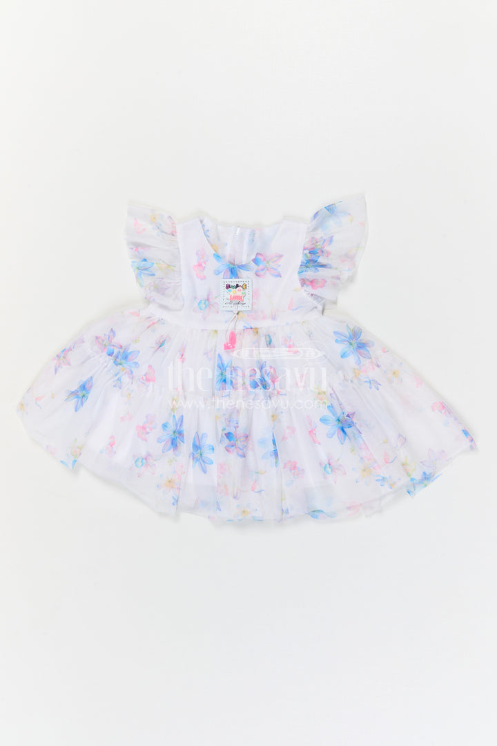 The Nesavu Baby Frocks Baby Girl Frock for Naming Ceremony and Family Photoshoots Nesavu 14 (6M) / Half white / Net BFJ977B-14 Nesavu baby girl frock for naming ceremony and baby photoshoots with soft net digital print design