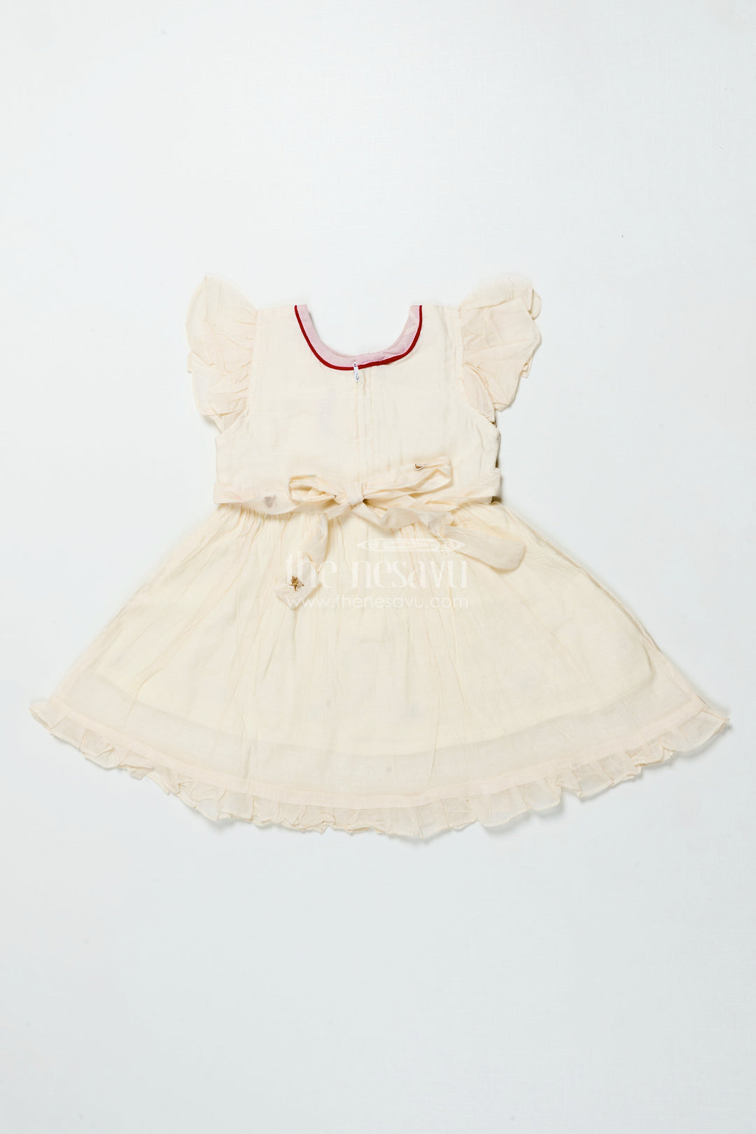 The Nesavu Girls Chanderi Frock Baby Girl Frock for Naming Ceremony and Festive Functions Nesavu Nesavu baby girl chanderi frock thread embroidery naming ceremonies festive wear