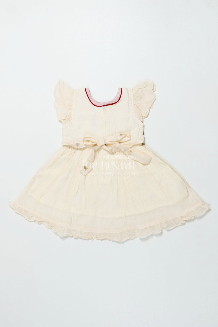 The Nesavu Girls Chanderi Frock Baby Girl Frock for Naming Ceremony and Festive Functions Nesavu Nesavu baby girl chanderi frock thread embroidery naming ceremonies festive wear