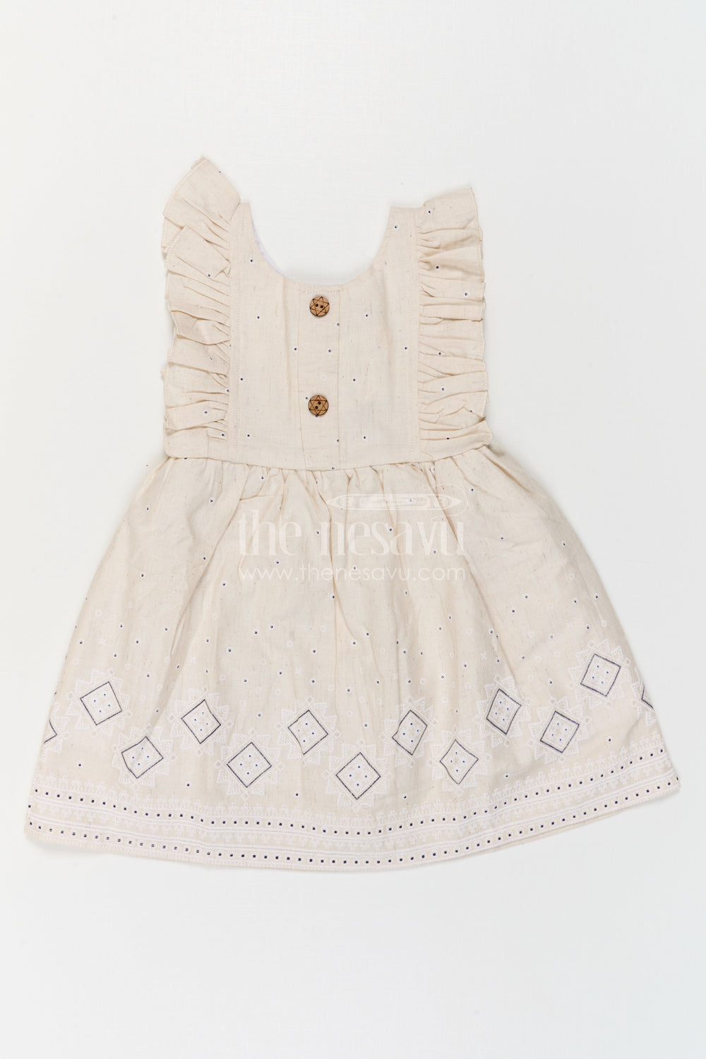 The Nesavu Baby Cotton Frocks Baby Girl Frock for Naming Ceremony and Special Occasions Nesavu Nesavu Baby Girl Cotton Frock For Naming Ceremony And Special Occasions With Thread Embroidery Design