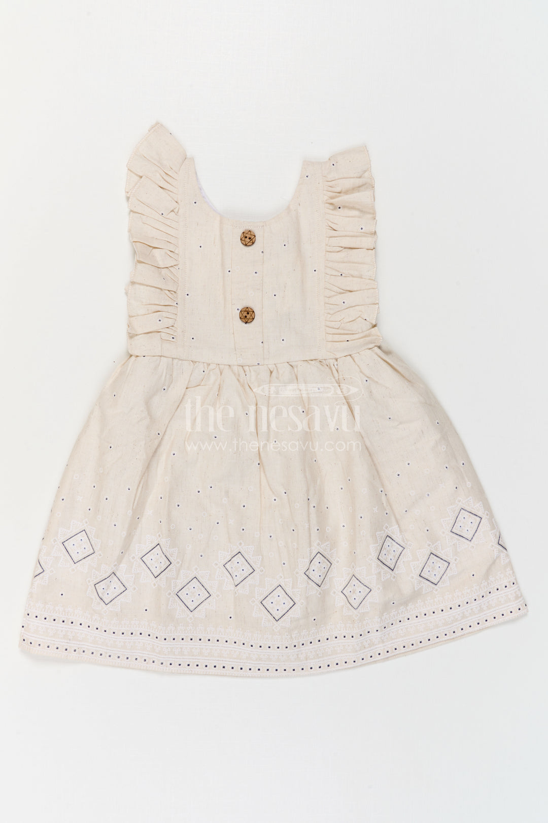 The Nesavu Baby Cotton Frocks Baby Girl Frock for Naming Ceremony and Special Occasions Nesavu Nesavu Baby Girl Cotton Frock For Naming Ceremony And Special Occasions With Thread Embroidery Design