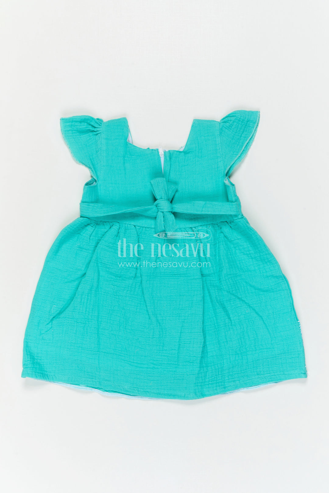 The Nesavu Baby Cotton Frocks Baby Girl Frock for Outings and First Birthday Moments Nesavu Nesavu Baby Girl Muslin Cotton Frock For Outings And First Birthday With Thread Embroidery Soft Outfit