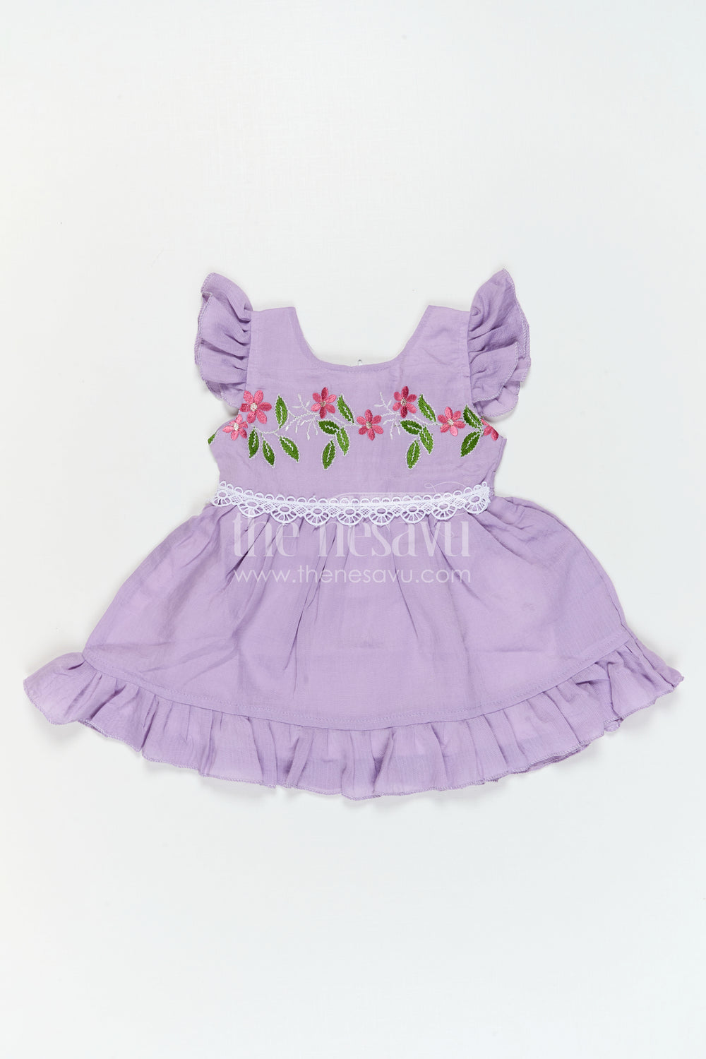 The Nesavu Baby Cotton Frocks Baby Girl Frock for Playdates and Summer Outings Nesavu Nesavu Baby Girl Cotton Frock For Playdates And Summer Outings With Floral Embroidery And Frill Hem