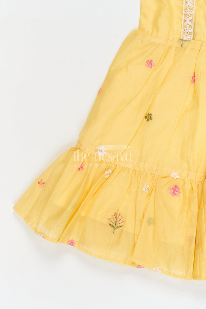 The Nesavu Girls Cotton Frock Baby Girl Frock for Pooja and Festive Mornings Nesavu Nesavu baby girl embroidered cotton frock for pooja and festive occasions