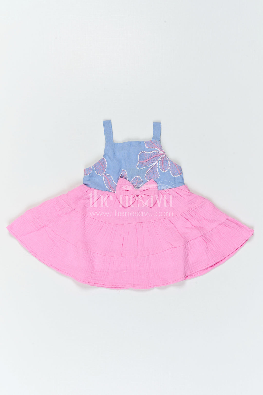 The Nesavu Girls Cotton Frock Baby Girl Frock for Summer Birthdays and Playful Outings Nesavu Nesavu Baby Girl Cotton Frock For Birthdays And Summer Outings With Floral Embroidered Detailing