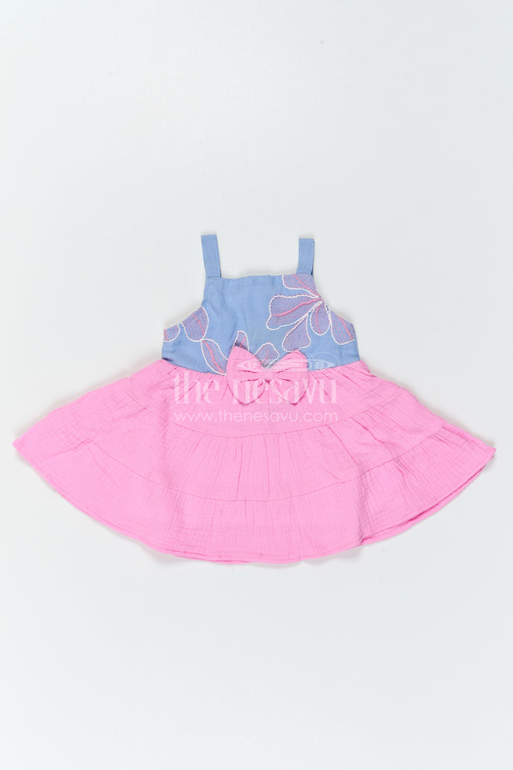 The Nesavu Girls Cotton Frock Baby Girl Frock for Summer Birthdays and Playful Outings Nesavu Nesavu Baby Girl Cotton Frock For Birthdays And Summer Outings With Floral Embroidered Detailing