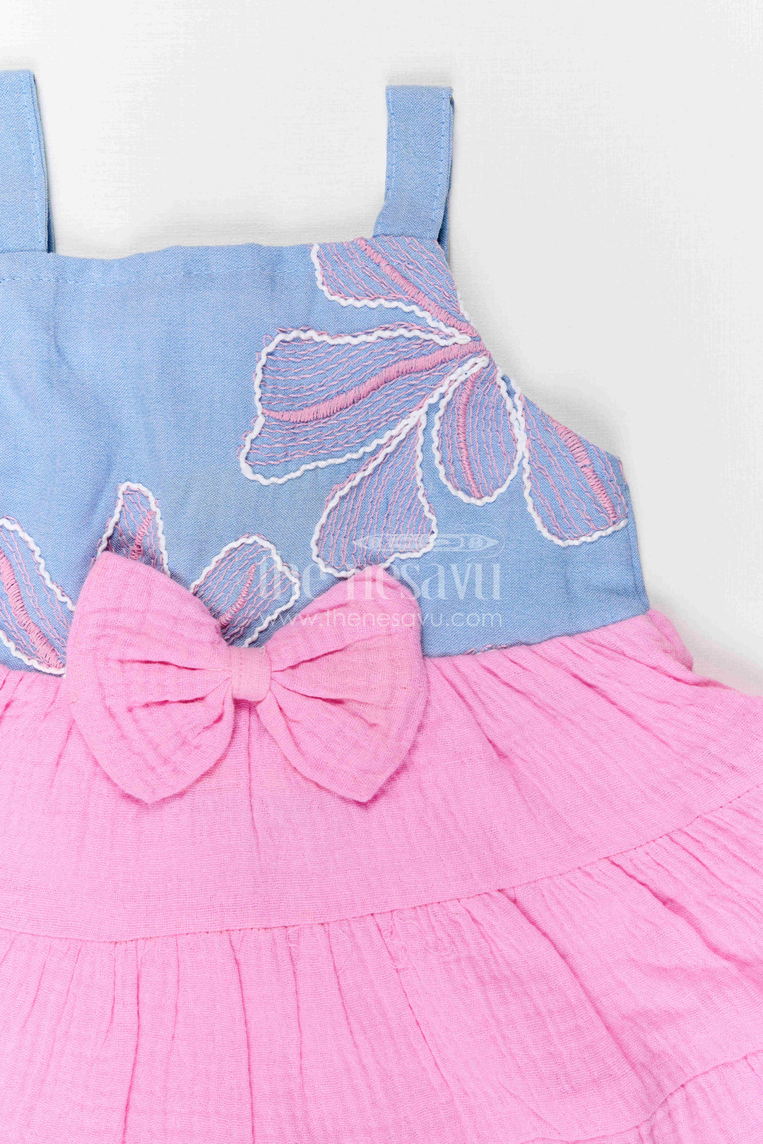 The Nesavu Girls Cotton Frock Baby Girl Frock for Summer Birthdays and Playful Outings Nesavu Nesavu Baby Girl Cotton Frock For Birthdays And Summer Outings With Floral Embroidered Detailing