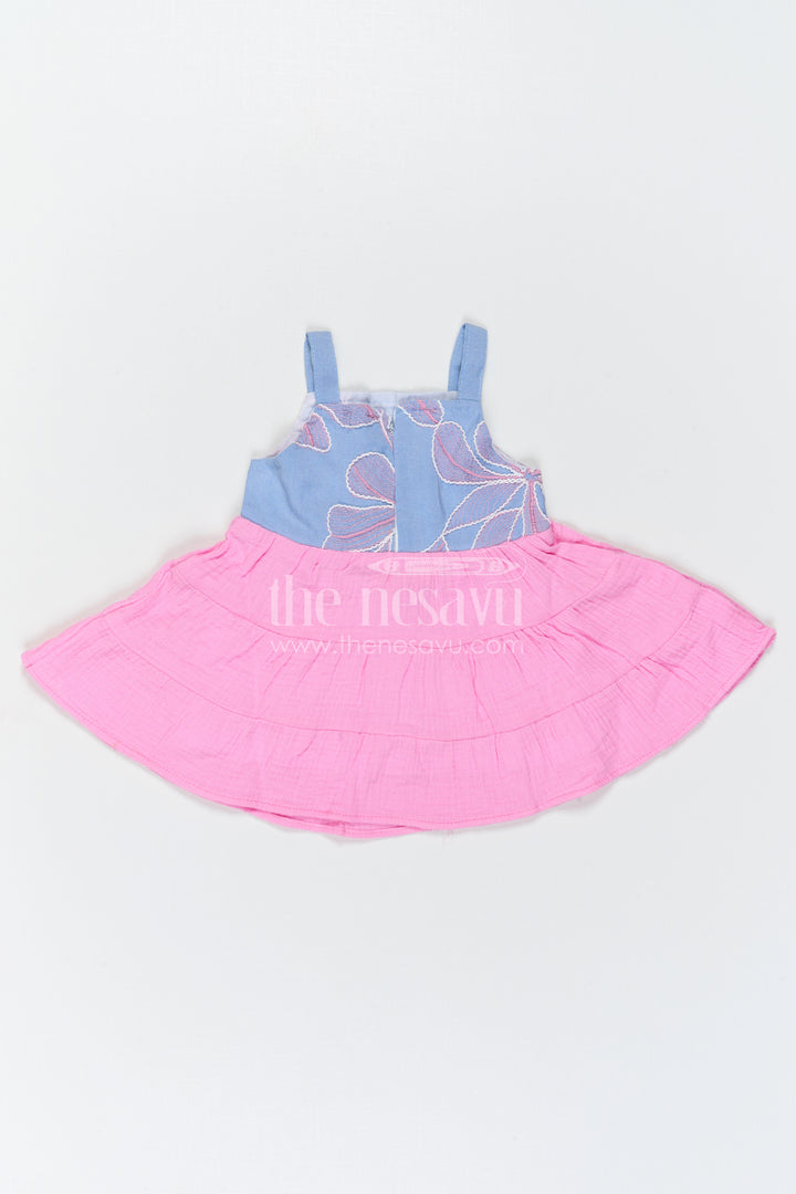 The Nesavu Girls Cotton Frock Baby Girl Frock for Summer Birthdays and Playful Outings Nesavu Nesavu Baby Girl Cotton Frock For Birthdays And Summer Outings With Floral Embroidered Detailing