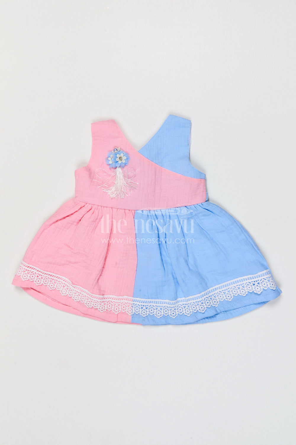 The Nesavu Baby Frocks Baby Girl Frock for Summer Outings and Family Gathering Events Nesavu Nesavu baby girl muslin cotton frock for summer outings and family gatherings with lace hem