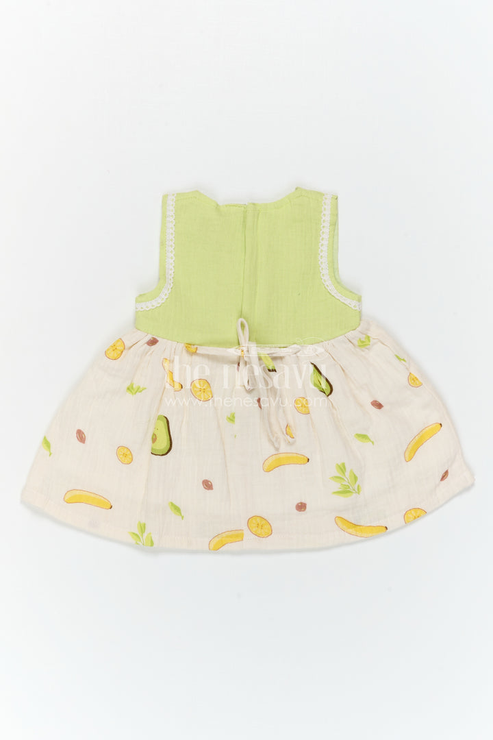 The Nesavu Baby Frocks Baby Girl Frock for Summer Outings and Playful Dates Nesavu Nesavu Baby Girl Muslin Cotton Frock For Summer Outings And Photoshoots With Digital Print And Cute Patch Detail