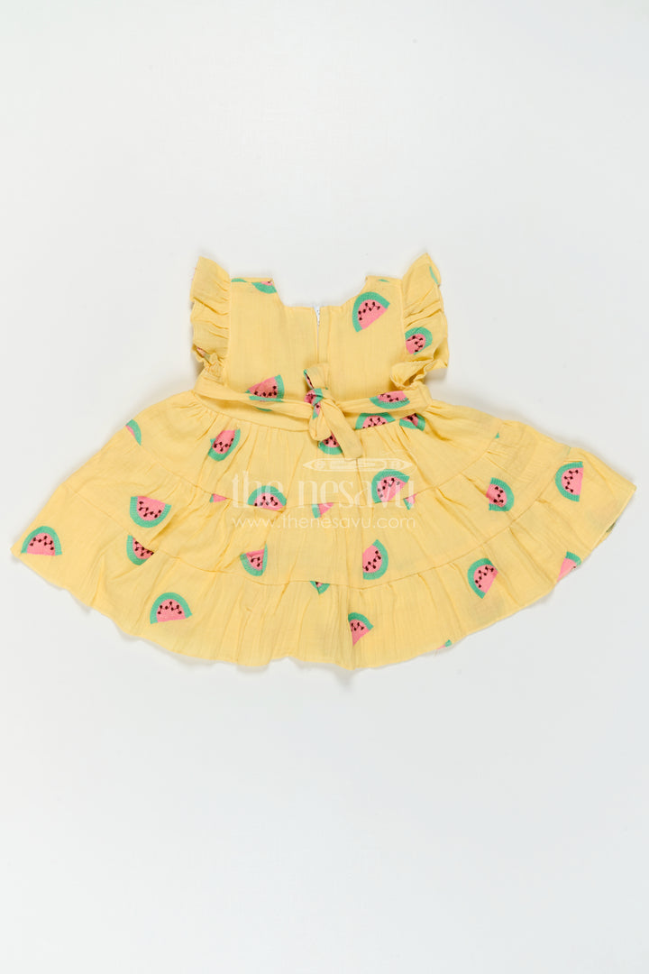 The Nesavu Baby Cotton Frocks Baby Girl Frock for Summer Outings and Playful Days Nesavu Nesavu Baby Girl Muslin Cotton Frock For Summer Outings With Digital Print Tiered Flare Comfortable Wear
