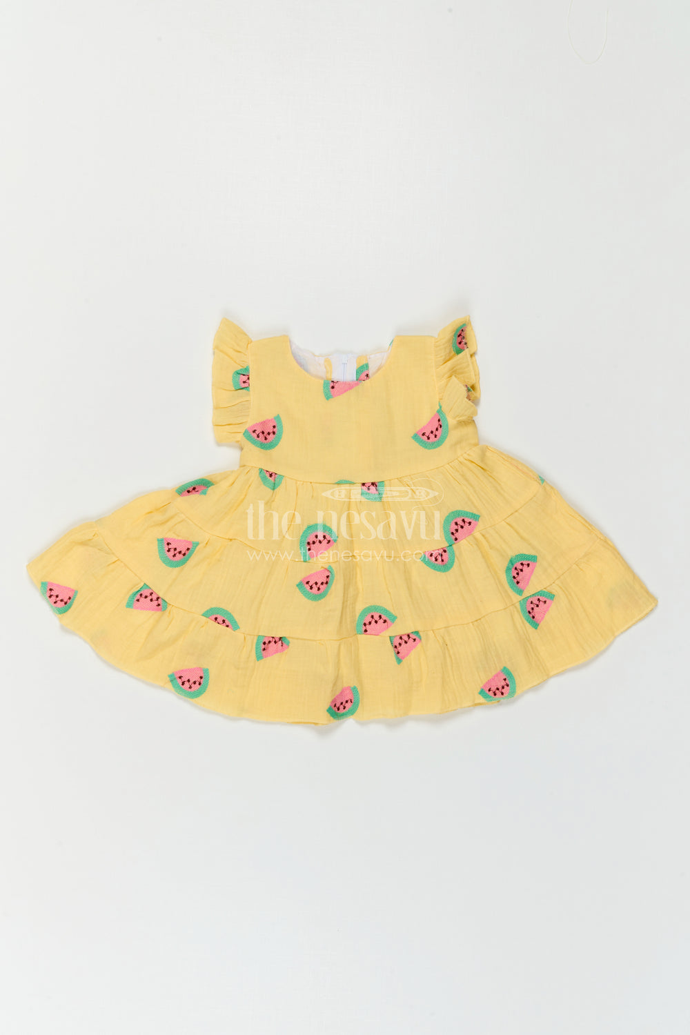 The Nesavu Baby Cotton Frocks Baby Girl Frock for Summer Outings and Playful Days Nesavu Nesavu Baby Girl Muslin Cotton Frock For Summer Outings With Digital Print Tiered Flare Comfortable Wear