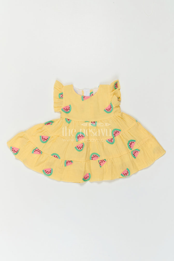 The Nesavu Baby Cotton Frocks Baby Girl Frock for Summer Outings and Playful Days Nesavu Nesavu Baby Girl Muslin Cotton Frock For Summer Outings With Digital Print Tiered Flare Comfortable Wear