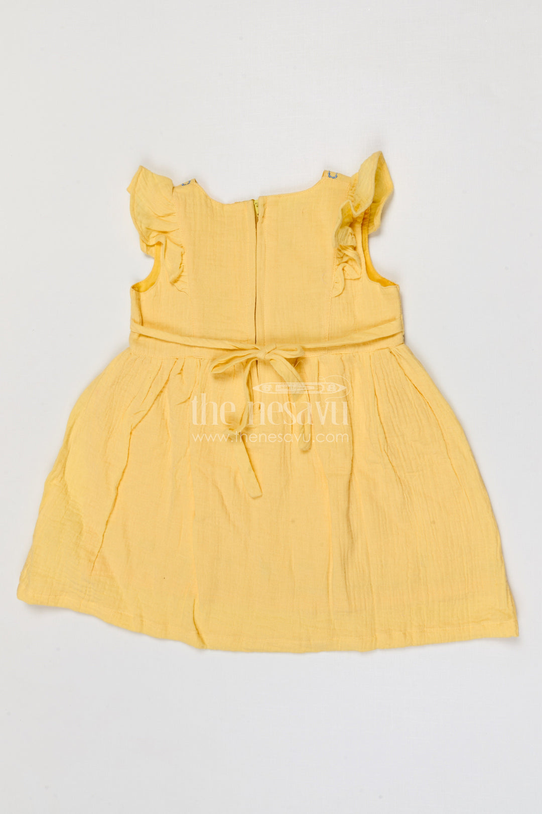 The Nesavu Girls Cotton Frock Baby Girl Frock for Summer Playdates and Casual Outings Nesavu Nesavu baby girl muslin cotton frock for toddler summer playdates and outings with thread embroidery