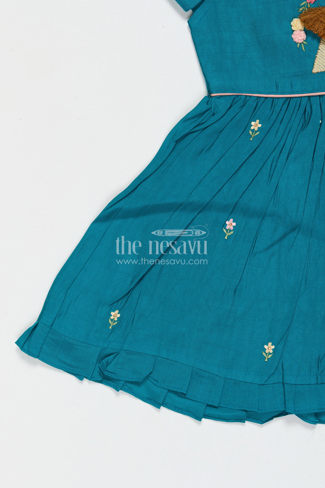 The Nesavu Girls Chanderi Frock Baby Girl Frock for Traditional Functions and Cultural Outings Nesavu Nesavu baby girl frock in Chanderi cotton with thread embroidery for cultural celebrations
