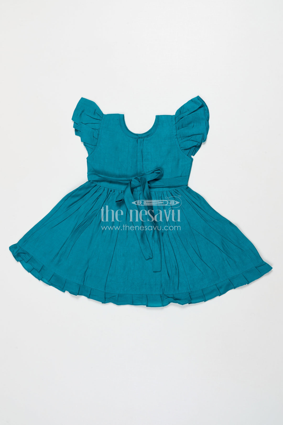 The Nesavu Girls Chanderi Frock Baby Girl Frock for Traditional Functions and Cultural Outings Nesavu Nesavu baby girl frock in Chanderi cotton with thread embroidery for cultural celebrations