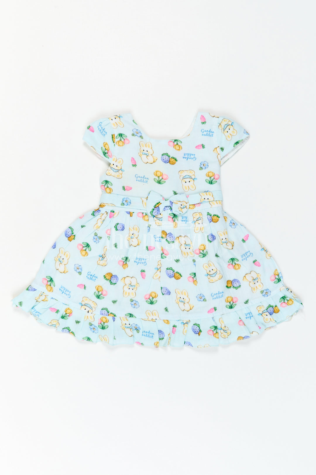 The Nesavu Baby Cotton Frocks Baby Girl Frock for Vacation Photo Moments Nesavu 14 (6M) / Blue / Muslin Cotton BFJ1017A-14 Nesavu Baby Girl Frock For Vacation Photo Moments With Muslin Cotton And Playful Digital Print