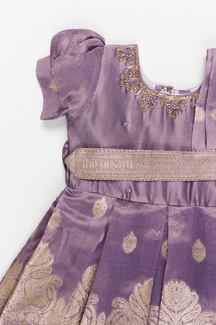 The Nesavu Silk Frock Baby Girl Frock for Weddings and Ethnic Family Celebrations Nesavu Nesavu baby girl silk tissue frock for weddings and ethnic family gatherings