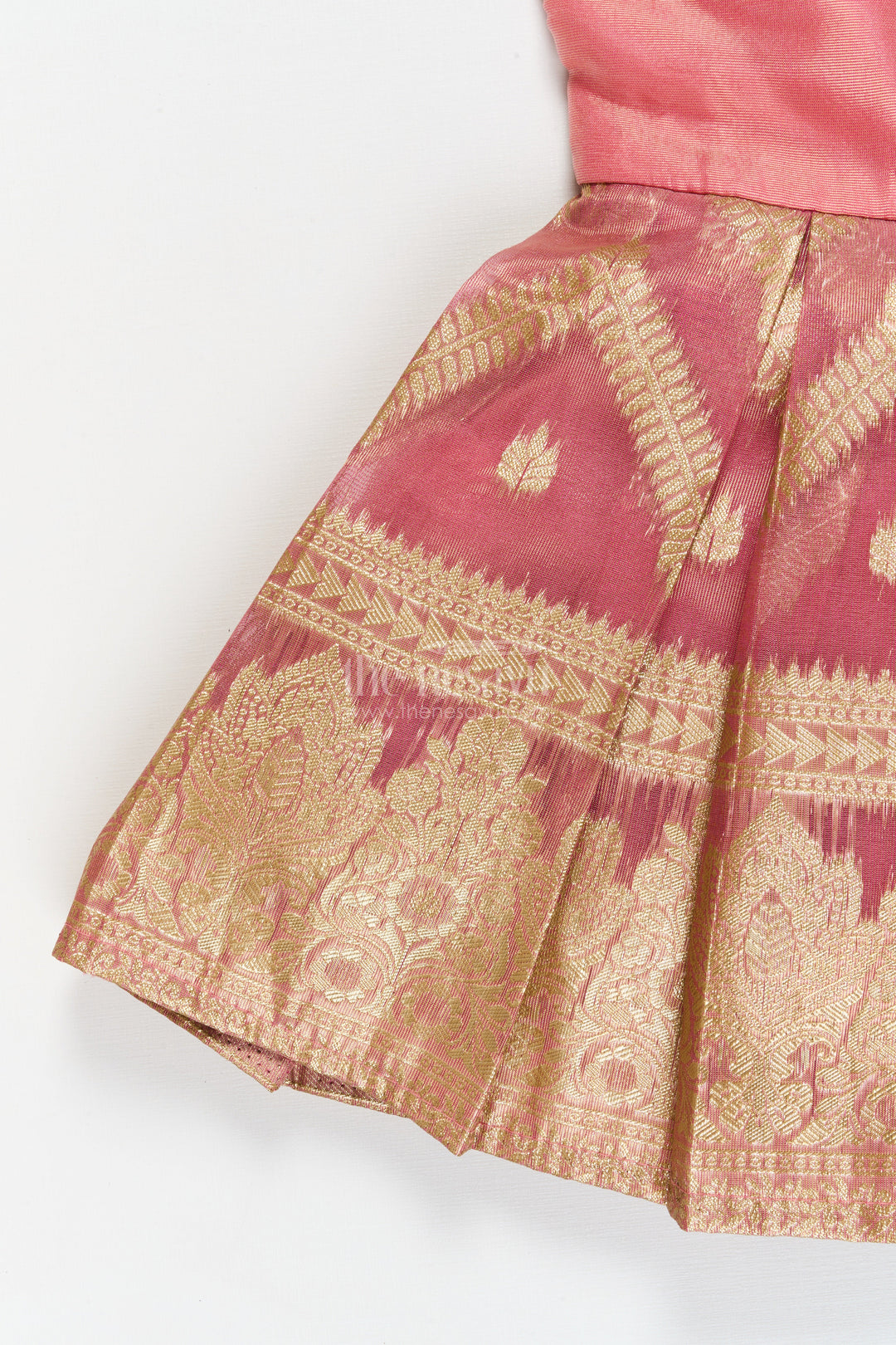 The Nesavu Silk Frock Baby Girl Frock for Weddings and Festive Celebrations Nesavu Nesavu baby girl frock for weddings with zari tissue skirt and embroidered yoke