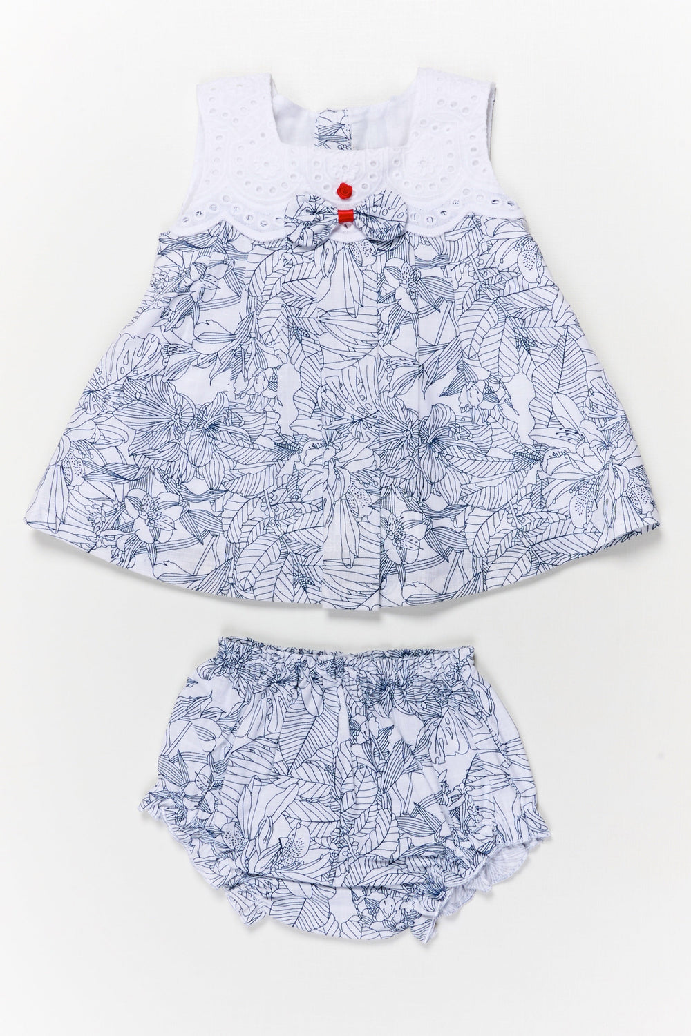 The Nesavu Baby Cotton Frocks Baby Girl Frock Set with Hakoba Yoke for Casual Summer Outings Nesavu 12 (3M) / Blue BFJ884A-12 Nesavu baby girl cotton frock set with hakoba yoke and bloomers for summer casual wear