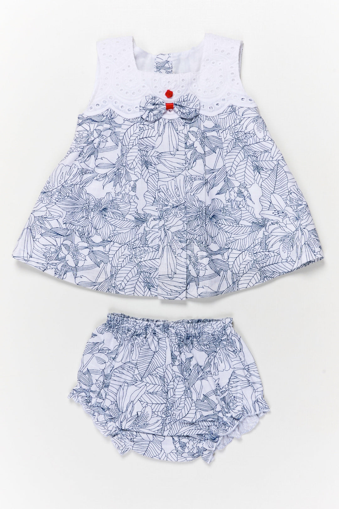 The Nesavu Baby Cotton Frocks Baby Girl Frock Set with Hakoba Yoke for Casual Summer Outings Nesavu 12 (3M) / Blue BFJ884A-12 Nesavu baby girl cotton frock set with hakoba yoke and bloomers for summer casual wear