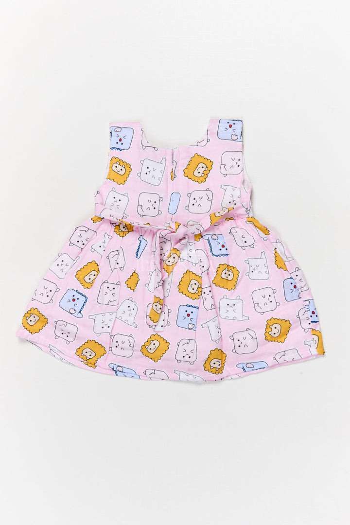 The Nesavu Baby Cotton Frocks Baby Girl Frock with Animal Digital Print for Playdates and Everyday Fun Nesavu Nesavu baby girl cotton frock with digital animal print and bow for playdates and daily adventures