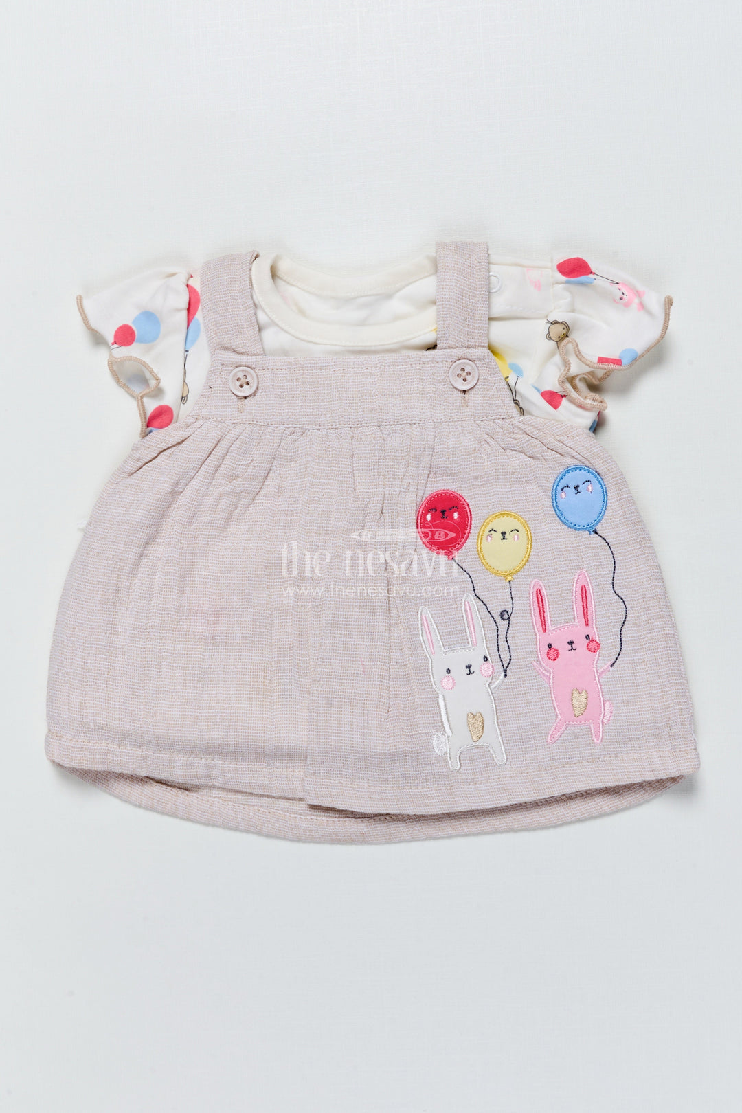 The Nesavu Baby Frocks Baby Girl Frock with Balloon Print for Playtime and Day Outings Nesavu 10 (NB) / Brown BFJ873A-10 Nesavu baby girl cotton frock balloon print  perfect playdates casual outings