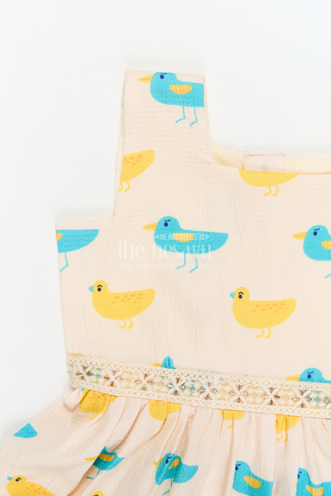 The Nesavu Girls Cotton Frock Baby Girl Frock with Bird Print for Playdates and Everyday Fun Nesavu Nesavu baby girl cotton frock with bird and heart print for everyday wear and playdates