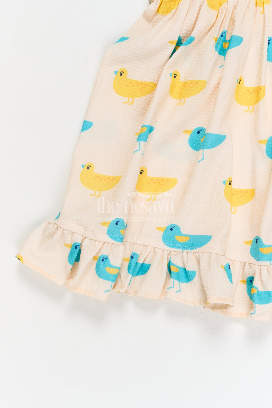 The Nesavu Girls Cotton Frock Baby Girl Frock with Bird Print for Playdates and Everyday Fun Nesavu Nesavu baby girl cotton frock with bird and heart print for everyday wear and playdates