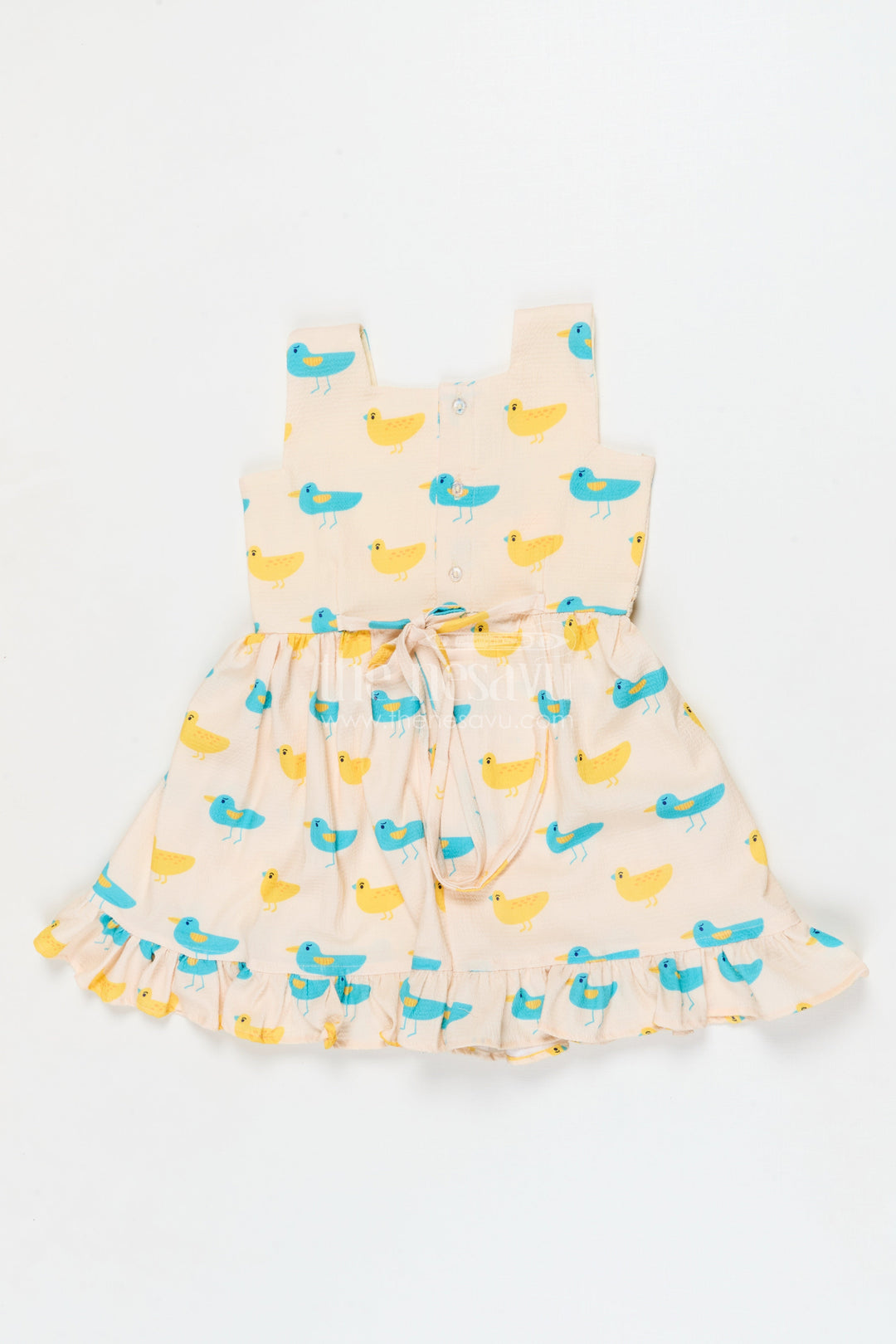 The Nesavu Girls Cotton Frock Baby Girl Frock with Bird Print for Playdates and Everyday Fun Nesavu Nesavu baby girl cotton frock with bird and heart print for everyday wear and playdates
