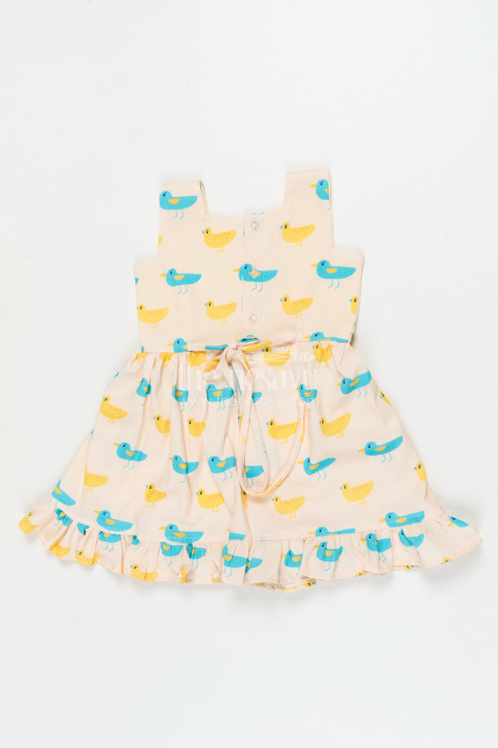 The Nesavu Girls Cotton Frock Baby Girl Frock with Bird Print for Playdates and Everyday Fun Nesavu Nesavu baby girl cotton frock with bird and heart print for everyday wear and playdates