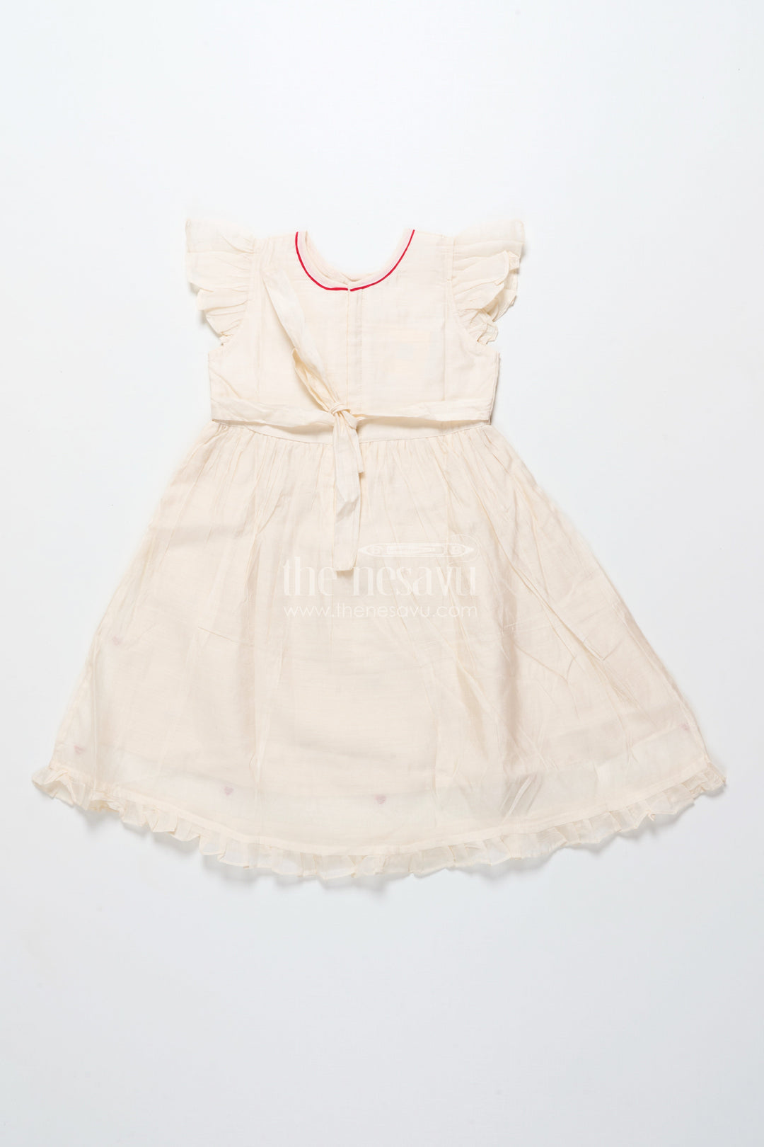 The Nesavu Girls Chanderi Frock Baby Girl Frock with Car Embroidery for Birthday and Playdates Nesavu Nesavu baby girl chanderi frock car heart embroidery birthdays casual days