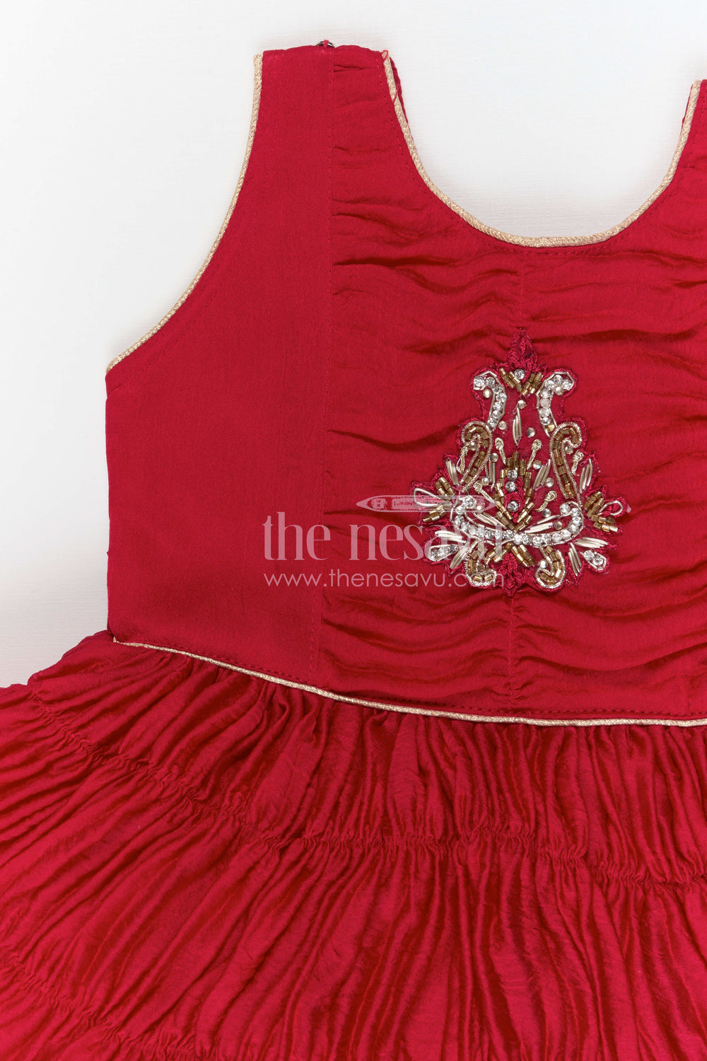 The Nesavu Silk Frock Baby Girl Frock with Designer Jacket for Birthday and Festive Photos Nesavu Nesavu baby girl birthday frock with embroidered designer jacket festive party dress for kids