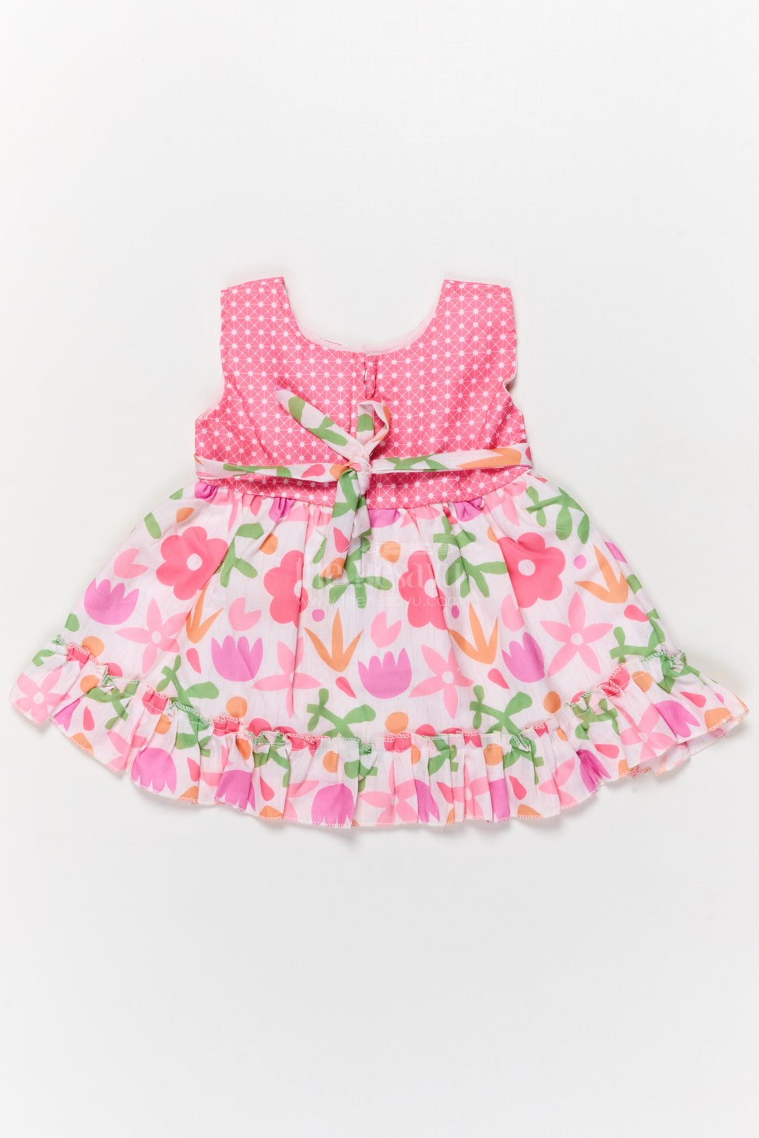 The Nesavu Baby Cotton Frocks Baby Girl Frock with Floral Print and Peter Pan Collar for Birthdays Nesavu Nesavu baby girl cotton frock with floral digital print and peter pan collar for birthday parties