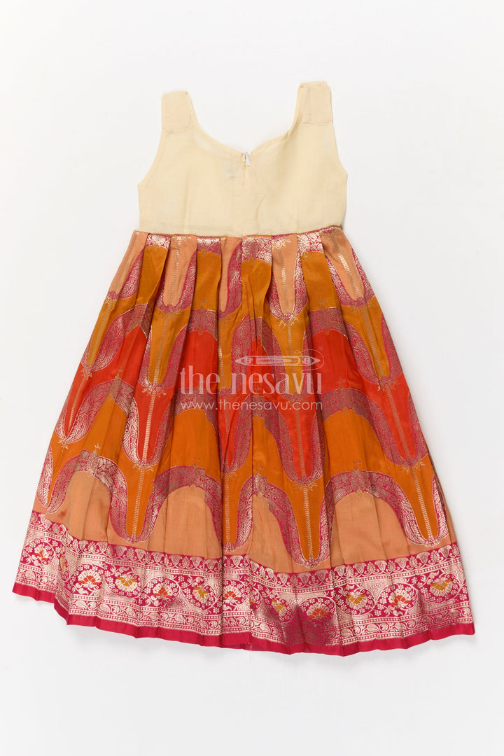 The Nesavu Pattu Pavadai Baby Girl Jacquard Pattu Pavadai Set for Festivals and Temple Wear Nesavu Nesavu baby girl jacquard pattu pavadai with scalloped blouse for temple festivals and weddings