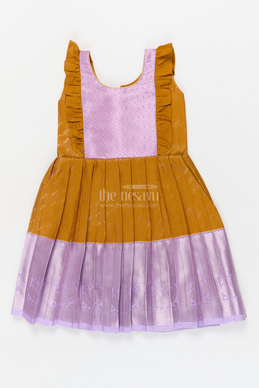 The Nesavu Girls Kanchi Silk Frock Baby Girl Kanchi Silk Frock for Festive Celebrations and Family Functions Nesavu 22 (4Y) / Purple / Style 2 KSF018AB-22 Nesavu baby girl Kanchi silk frock for traditional festivals, poojas, and milestone celebrations