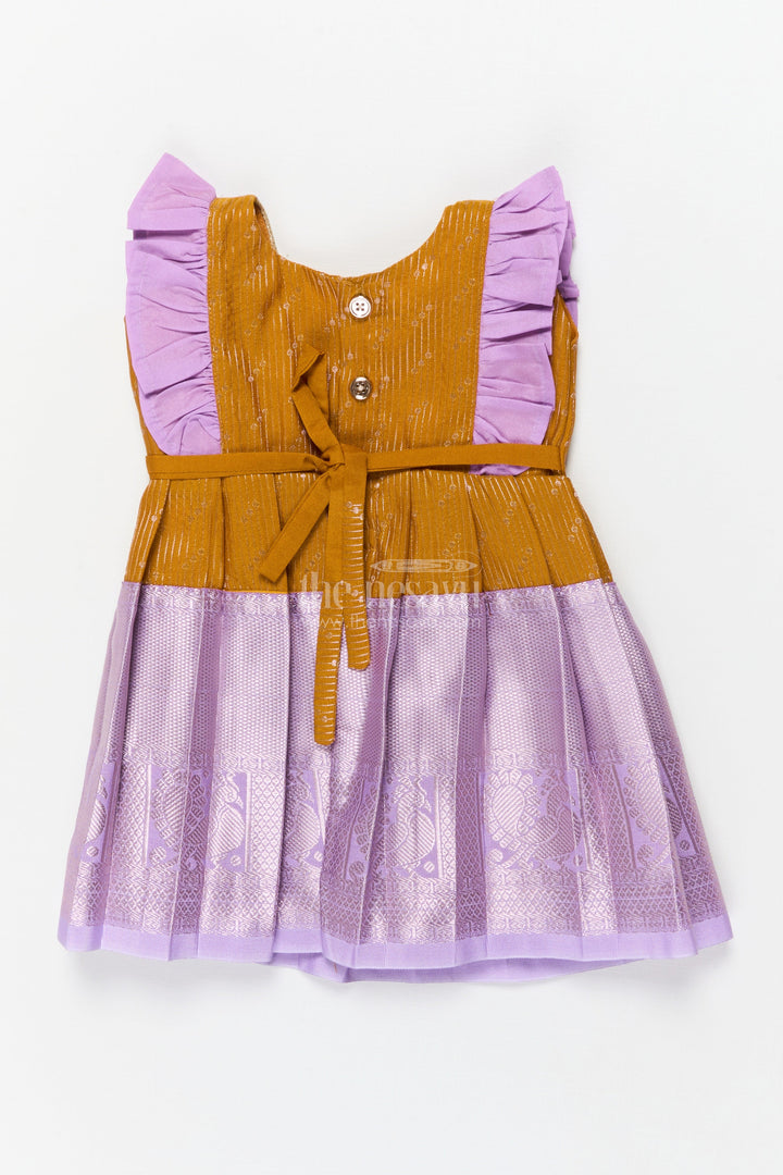 The Nesavu Girls Kanchi Silk Frock Baby Girl Kanchi Silk Frock for Festive Celebrations and Family Functions Nesavu Nesavu baby girl Kanchi silk frock for traditional festivals, poojas, and milestone celebrations