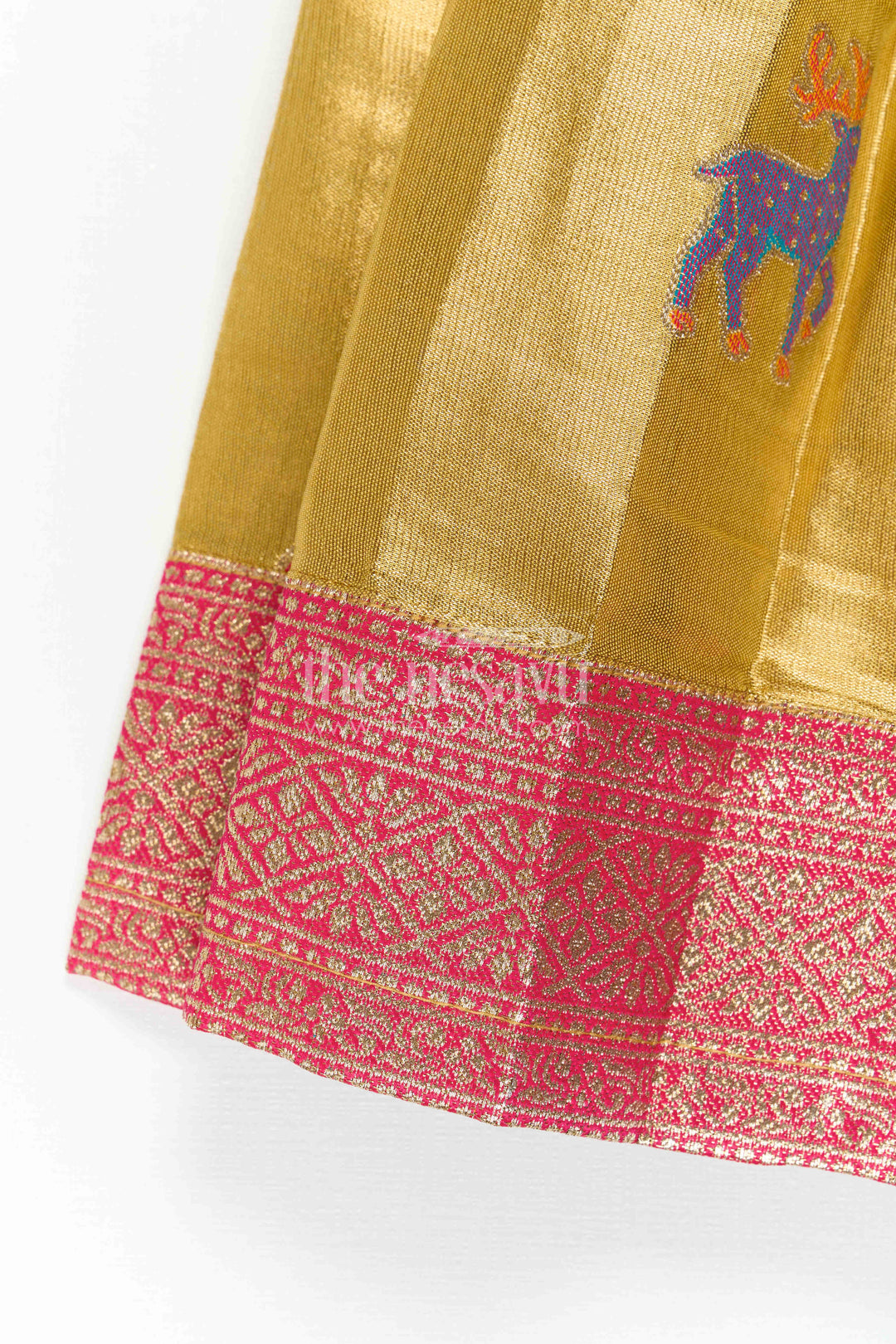 The Nesavu Girls Kanchi Silk Frock Baby Girl Kanchi Silk Frock for Festive Celebrations and Weddings Nesavu Nesavu Baby Girl Kanchi Silk Frock With Artistic Woven Motifs And Festive Small Border
