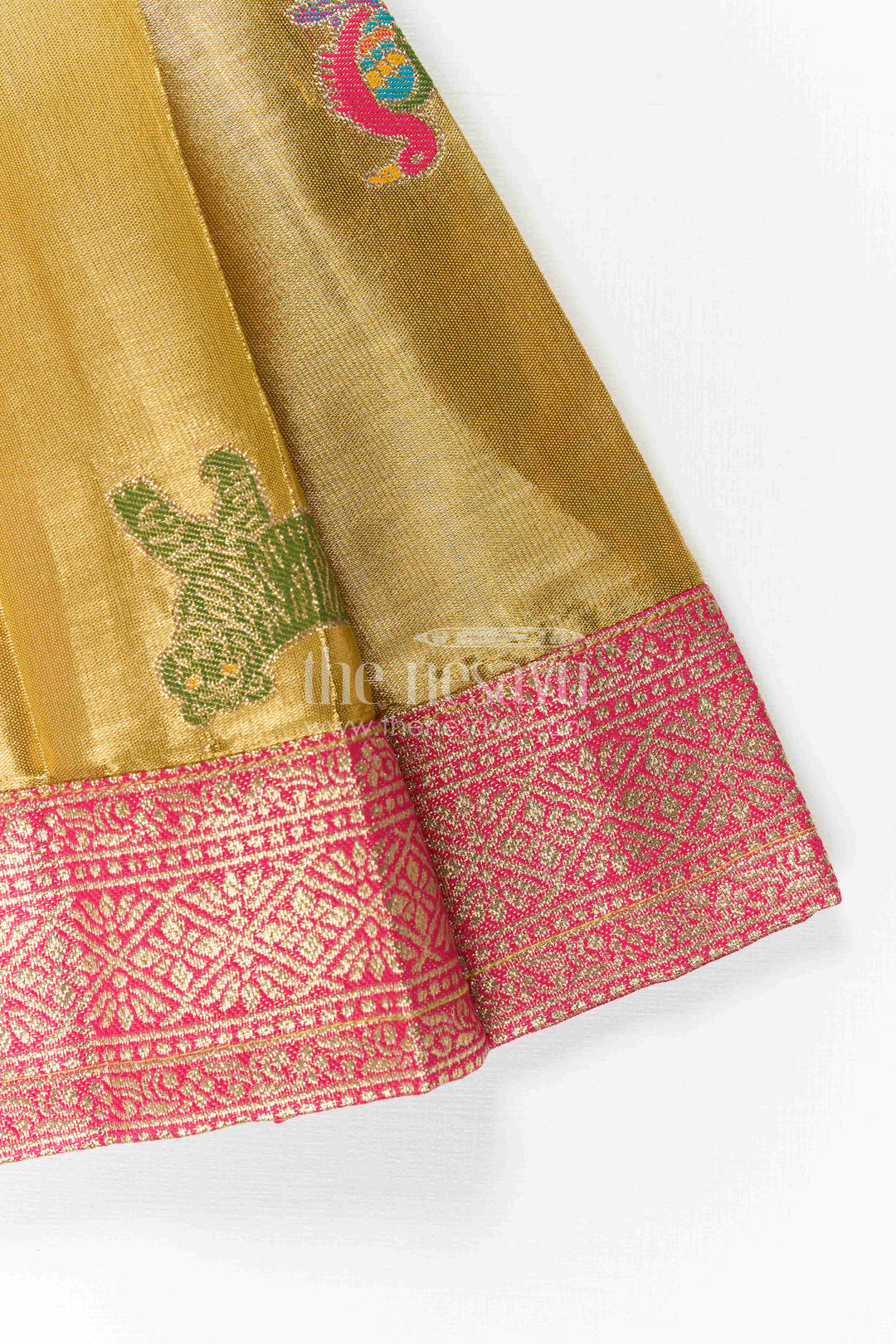 The Nesavu Girls Kanchi Silk Frock Baby Girl Kanchi Silk Frock for Festive Celebrations and Weddings Nesavu Nesavu Baby Girl Kanchi Silk Frock With Artistic Woven Motifs And Festive Small Border