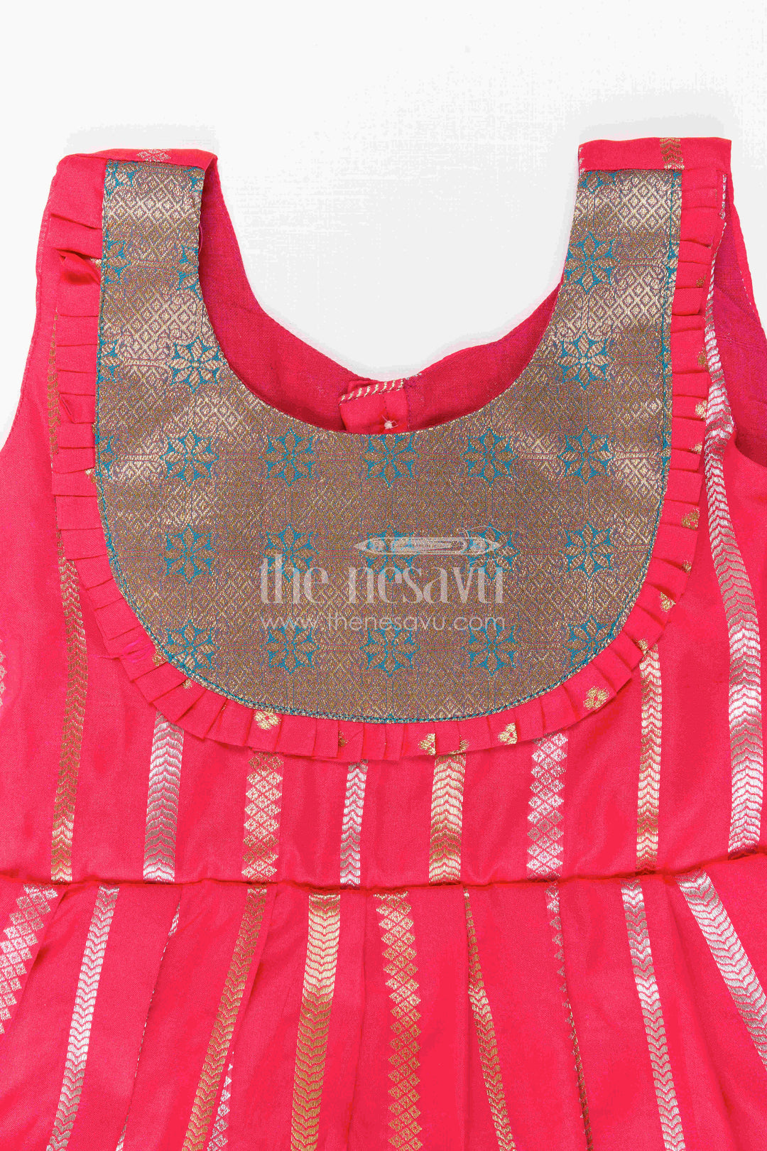 The Nesavu Girls Kanchi Silk Frock Baby Girl Kanchi Silk Frock for Festive Functions and Weddings Nesavu Nesavu Baby Girl Kanchi Silk Frock With Woven Stripes And Big Border For Festive Occasions
