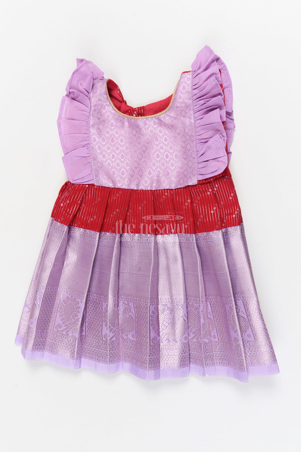 The Nesavu Girls Kanchi Silk Frock Baby Girl Kanchi Silk Frock for Festive Gatherings and Traditional Family Events Nesavu 10 (NB) / Purple / Style 1 KSF018CA-10 Nesavu baby girl Kanchi silk frock for ethnic functions, festivals, and cultural occasions