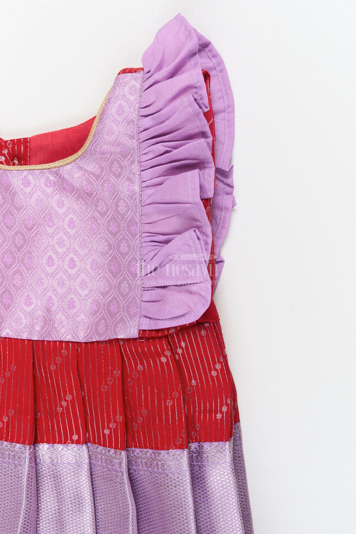 The Nesavu Girls Kanchi Silk Frock Baby Girl Kanchi Silk Frock for Festive Gatherings and Traditional Family Events Nesavu Nesavu baby girl Kanchi silk frock for ethnic functions, festivals, and cultural occasions