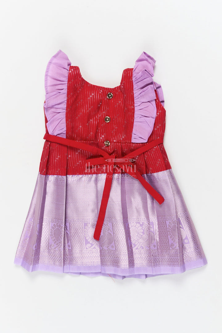 The Nesavu Girls Kanchi Silk Frock Baby Girl Kanchi Silk Frock for Festive Gatherings and Traditional Family Events Nesavu Nesavu baby girl Kanchi silk frock for ethnic functions, festivals, and cultural occasions